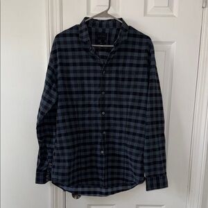Sisley Italian Brand Men’s Shirt Size M Blue Black Plaid Slim Fit